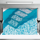 Aperturee - Aperturee Pool Water Bricks Baby Blue Summer Vibe Backdrop